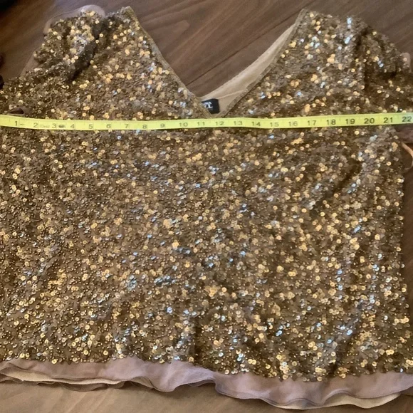 Adrianna Papell Boutique Copper Sequin Silk Top Women’s 2X Plus Size - Picture 4 of 11